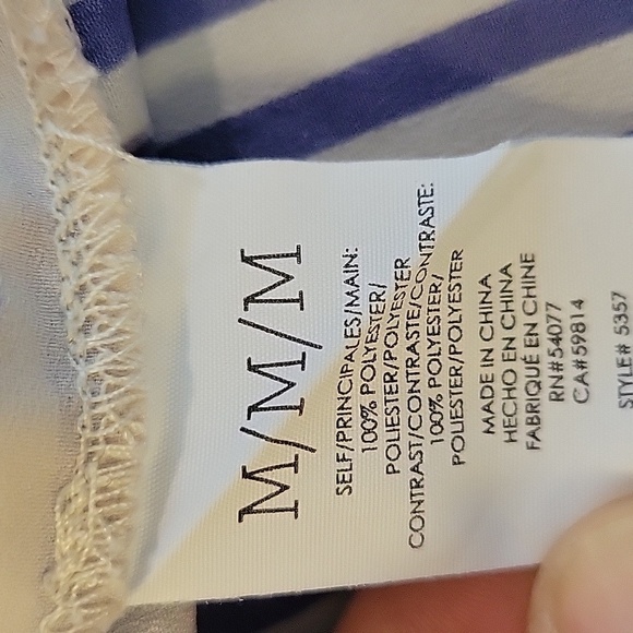 CAbi medium high low tunic blue and white contrasting patterns - Picture 6 of 6